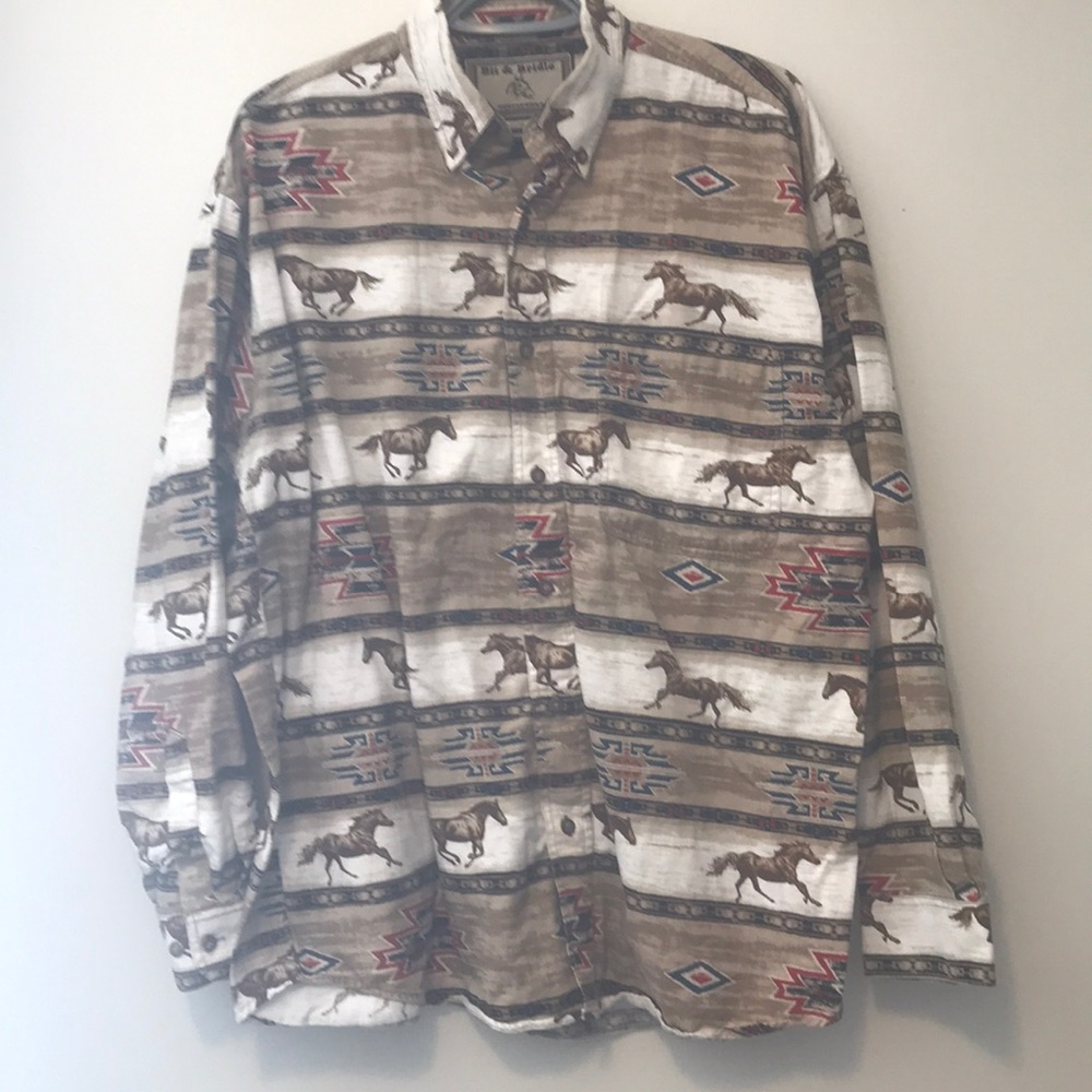 Western men’s Aztec long sleeve shirt vintage